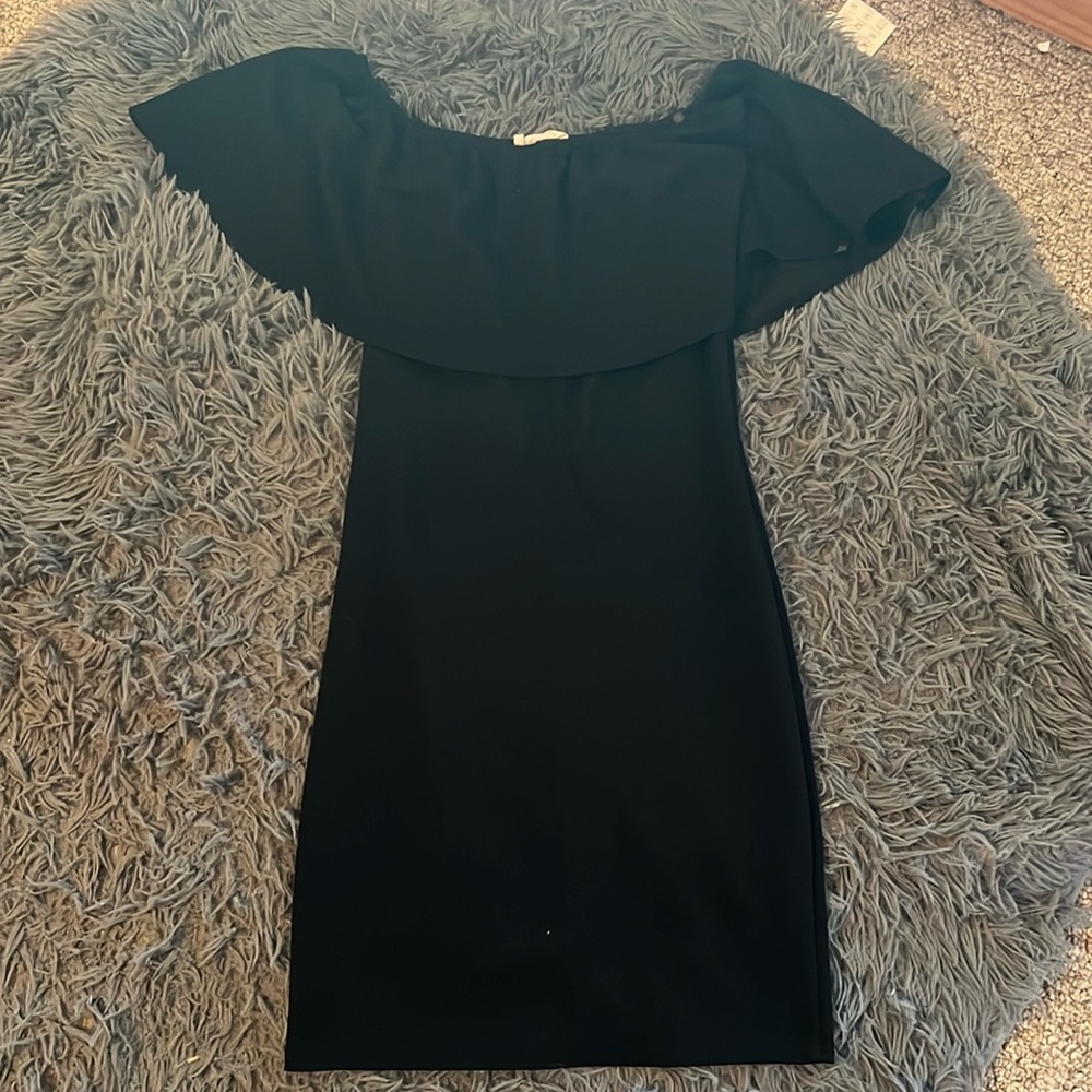 Black Off the Shoulder Mini Dress